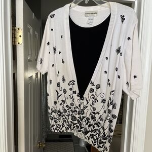 Cathy Daniels Black and White Floral Cardigan